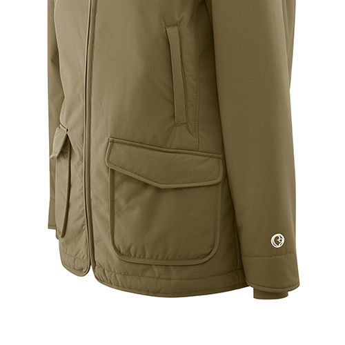 Pocket detail on the Mamalila Cosy Allrounder babywearing coat in Khaki