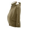 Mamalila Cosy Allrounder babywearing coat in Khaki shown with maternity panel zipped in