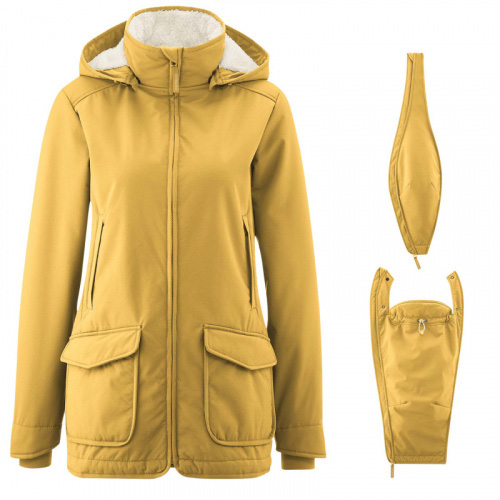 Mamalila Cosy Allrounder winter jacket in mustard with matching maternity insert and babywearing insert from WearMyBaby