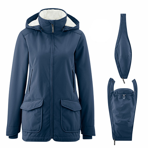 Mamalila Cosy Allrounder babywearing coat in Navy shown with additional pregnancy and babywearing panels