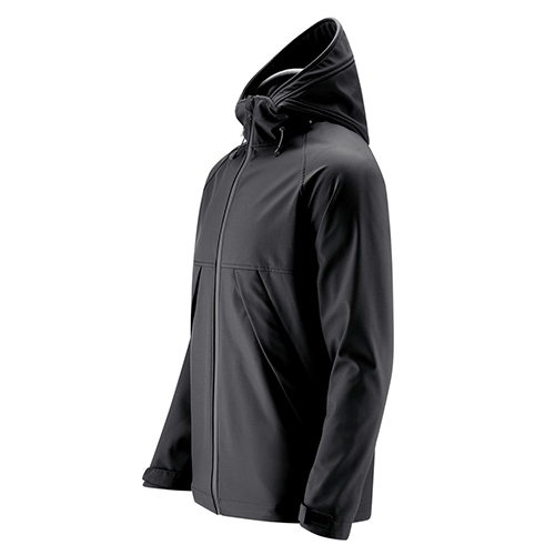 Mamalila Mens Softshell Allweather Babywearing Jacket in Black, side view